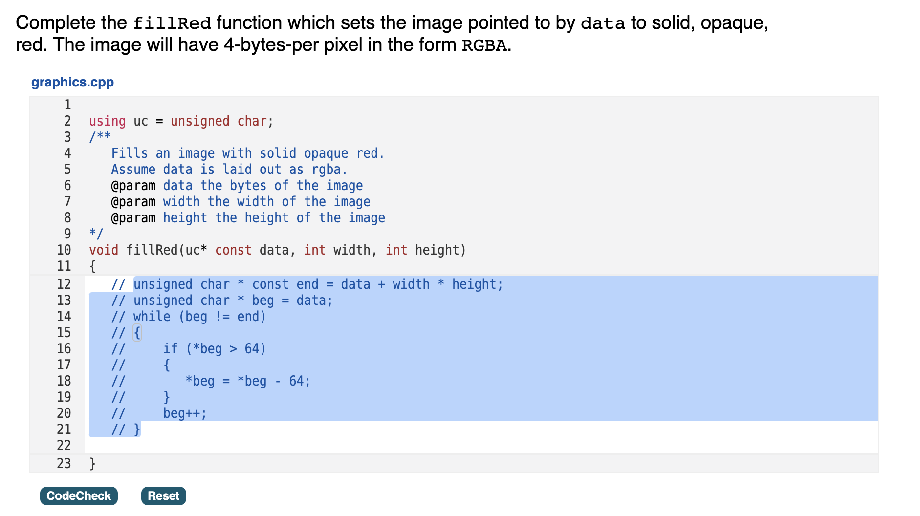 Solved Complete the fill Red function which sets the image | Chegg.com