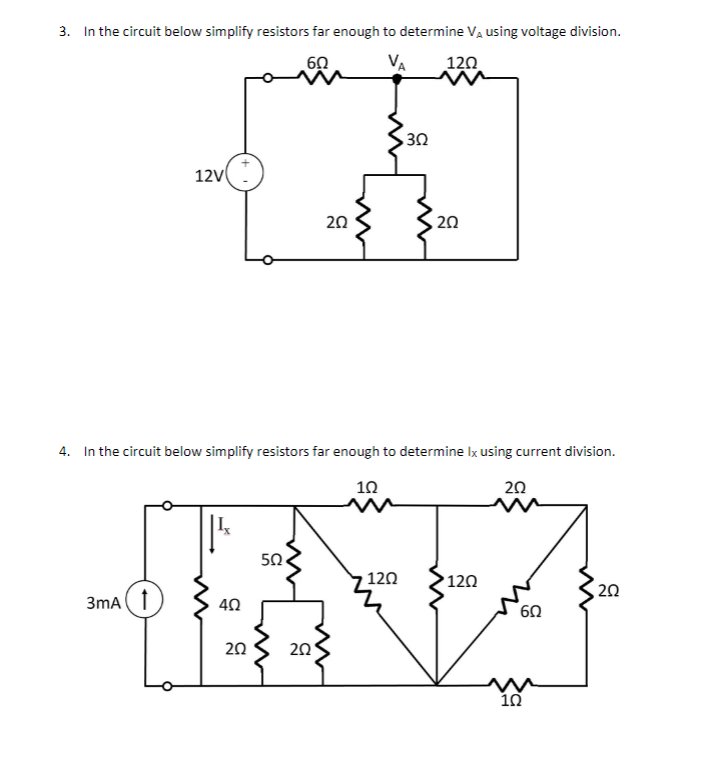 Solved 1. In the circuit below use voltage division to | Chegg.com