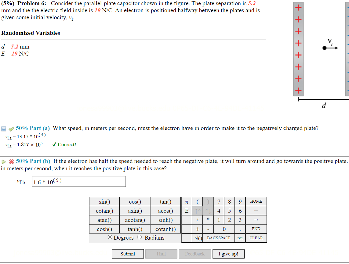 Solved (5%) Problem 6: Consider The Parallel-plate Capacitor | Chegg.com