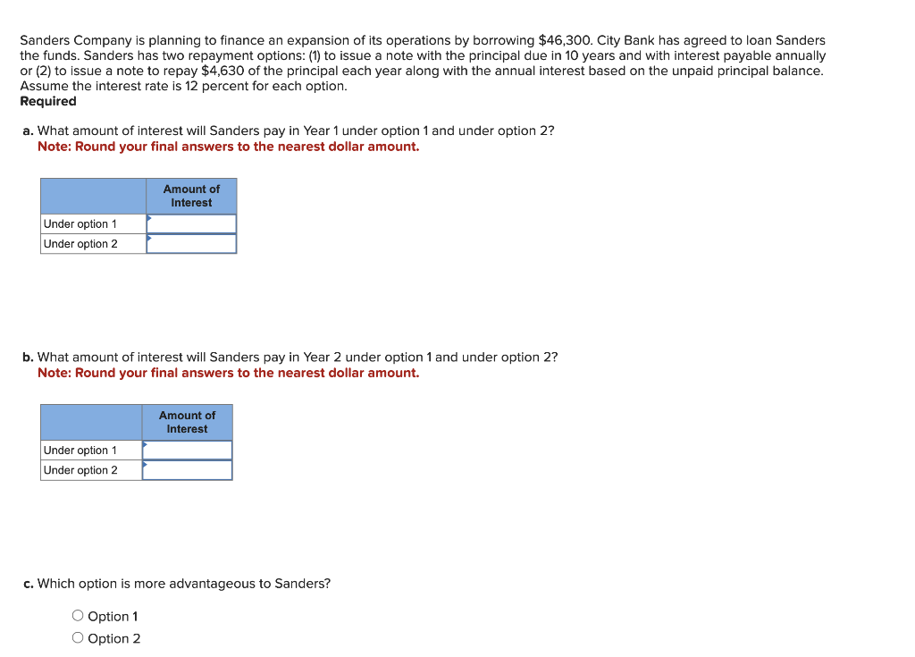 Solved Sanders Company is planning to finance an expansion