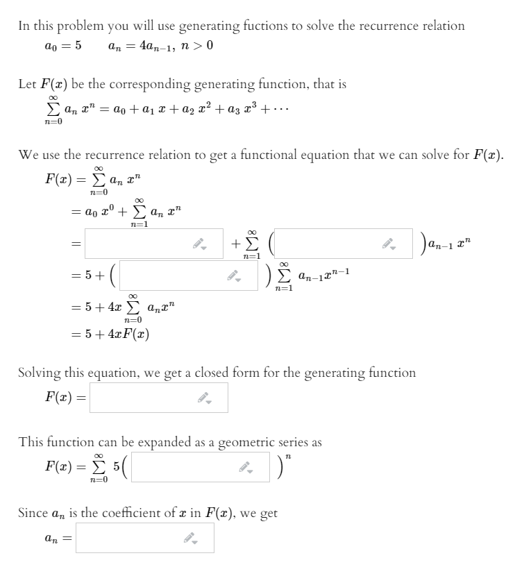 Solved In this problem you will use generating fuctions to | Chegg.com