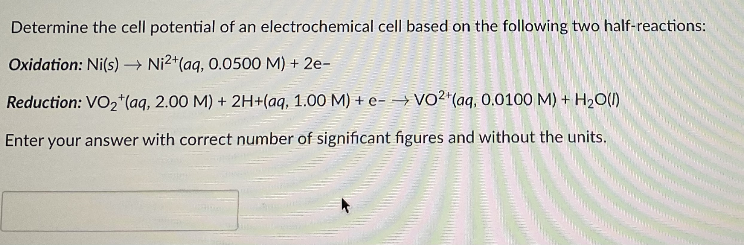 Determine The Cell Potential Of An Electrochemical 9025