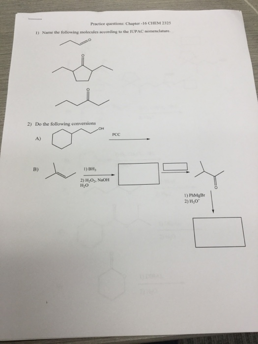 Solved Practice Questions: Name The Following Molecules | Chegg.com