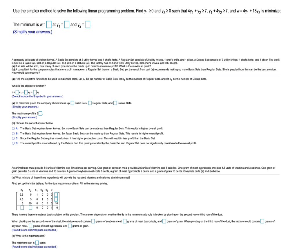 Solved Use the simplex method to solve the following linear | Chegg.com