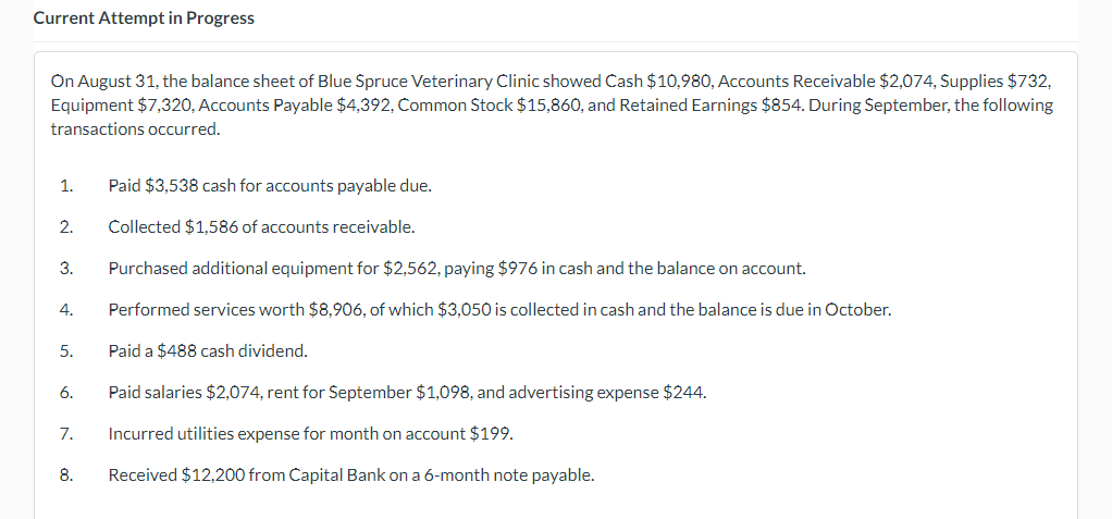 Solved On August 31, the balance sheet of Blue Spruce | Chegg.com