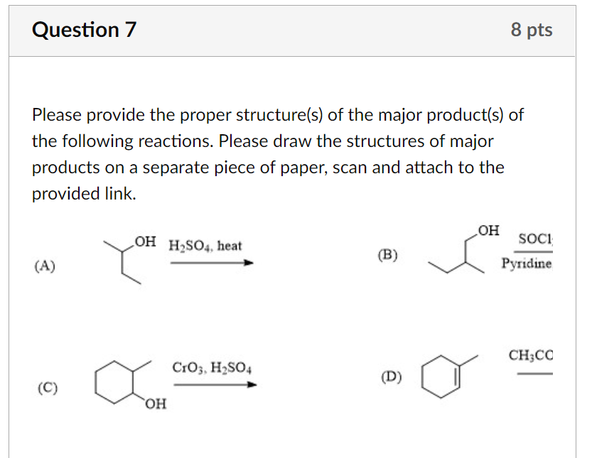 Solved Question 7 8 pts Please provide the proper | Chegg.com