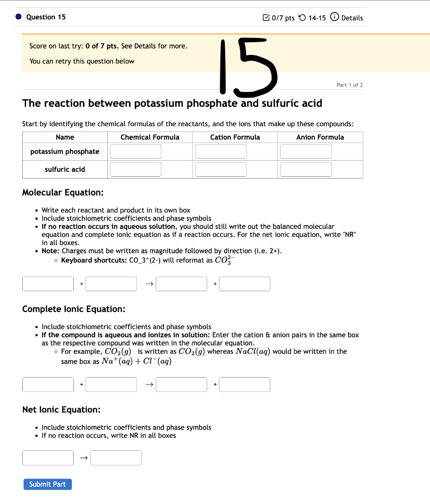 Solved The reaction between potassium phosphate and sodium