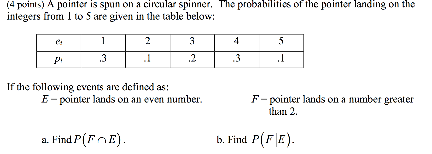 Solved (4 points) A pointer is spun on a circular spinner.