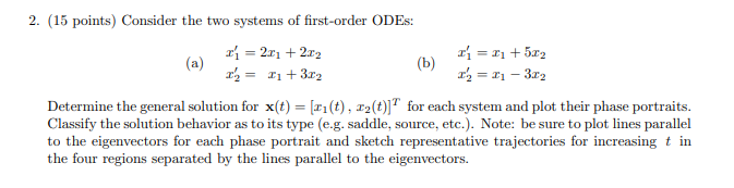 Solved 2. (15 points) Consider the two systems of | Chegg.com