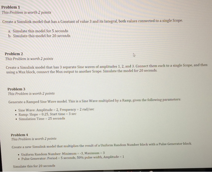 Solved Problem 1 This Problem is worth 2 points Create a | Chegg.com