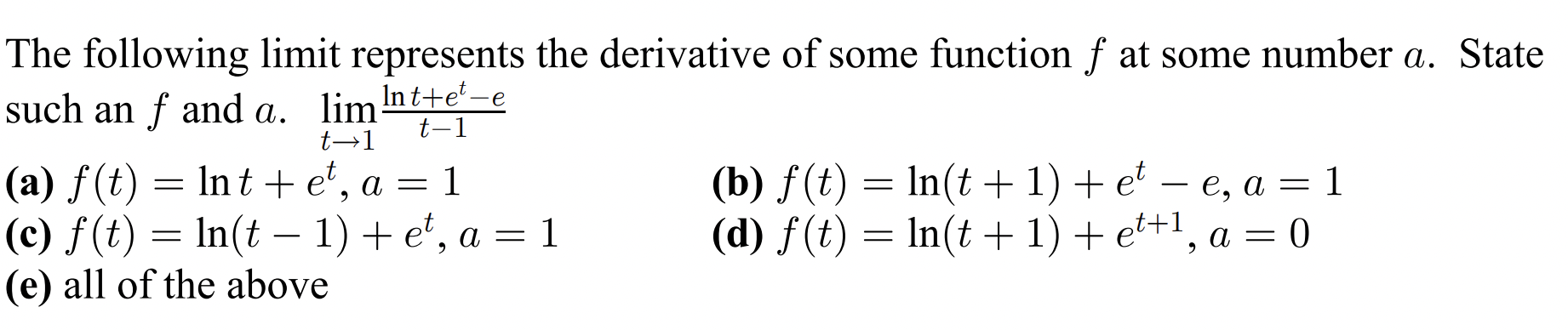Solved The following limit represents the derivative of some | Chegg.com