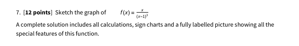 Solved 7. (12 points] Sketch the graph of f(x) A complete | Chegg.com