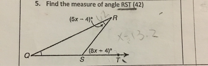 Solved 5 Find The Measure Of Angle Rst 42 8x4