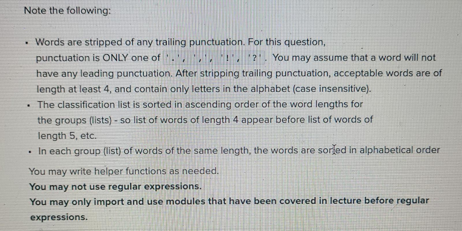Solved Note the following: Words are stripped of any | Chegg.com