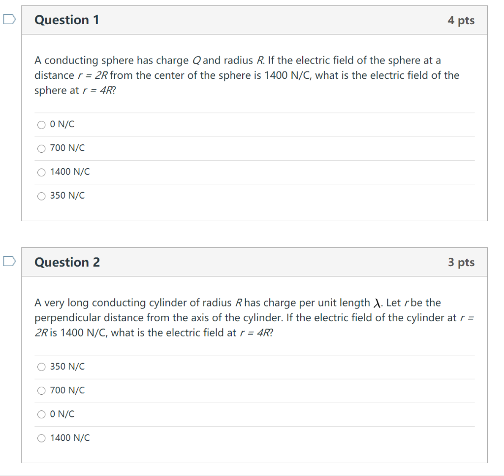 Solved Question 1 4 Pts A Conducting Sphere Has Charge Q Chegg Com