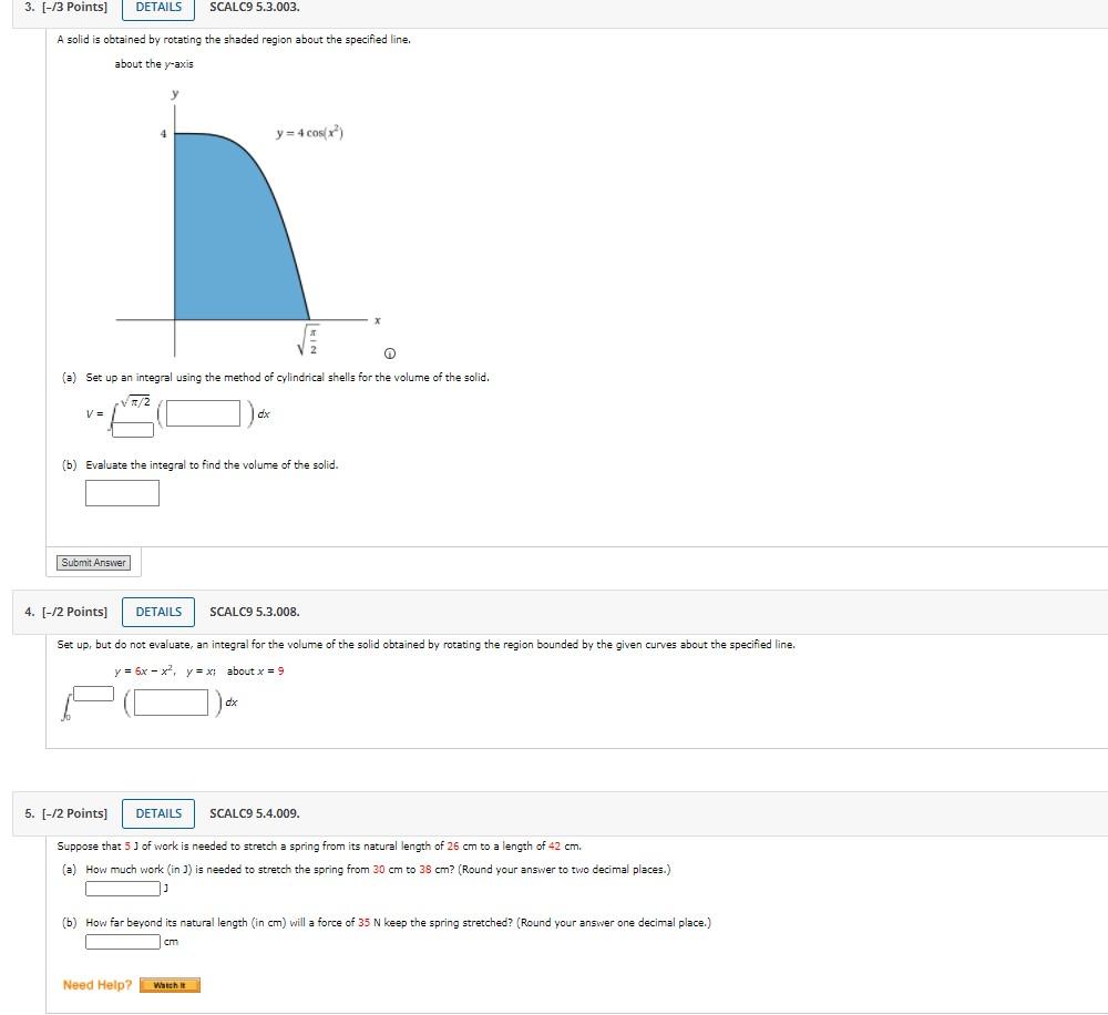 Solved 3. [-13 Points) DETAILS SCALC9 5.3.003. A solid is | Chegg.com