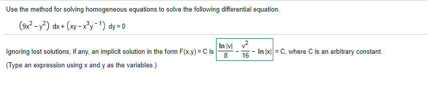 Solved Use the method for solving homogeneous equations to | Chegg.com