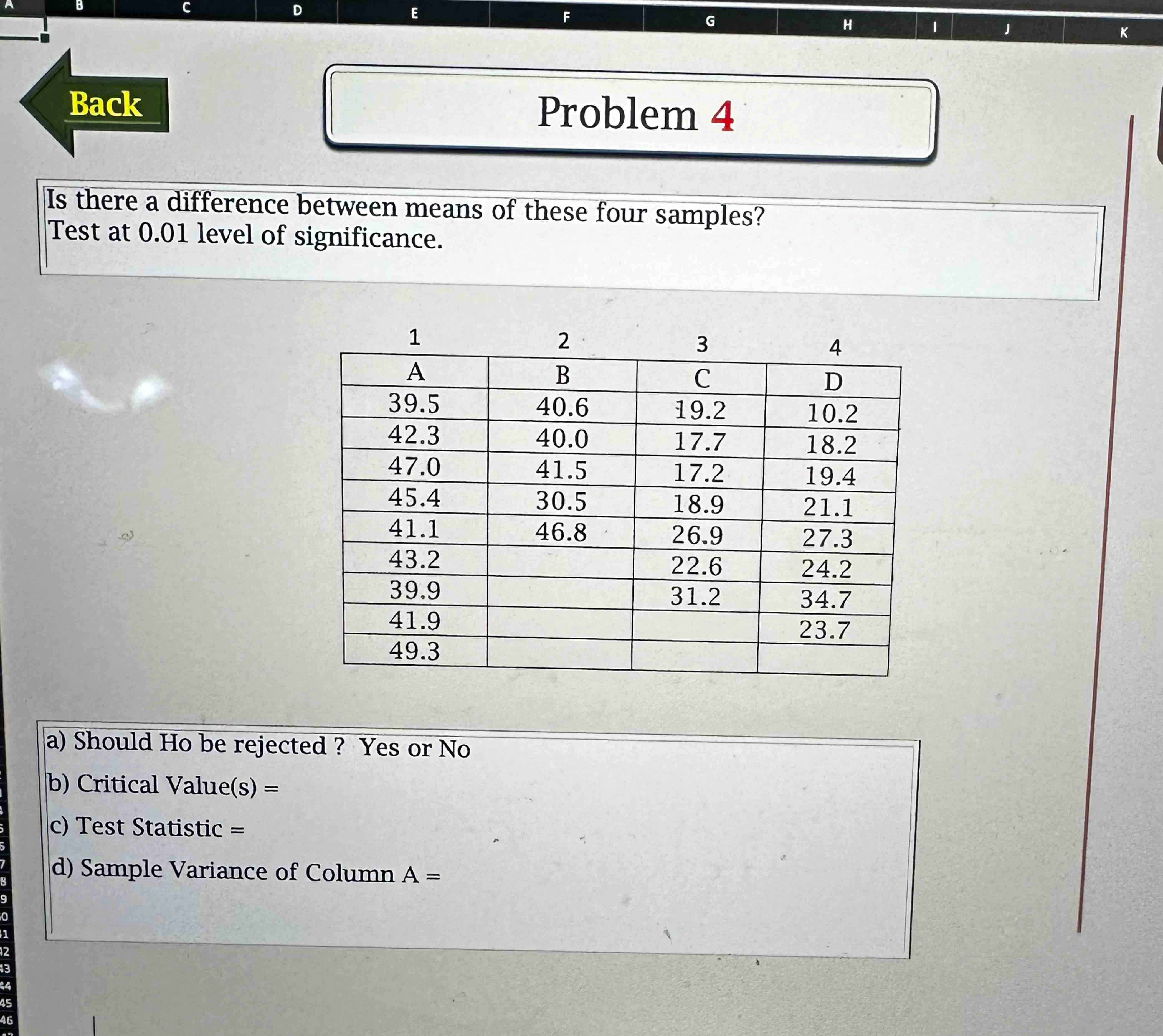 Solved Is there a difference between means of these four | Chegg.com