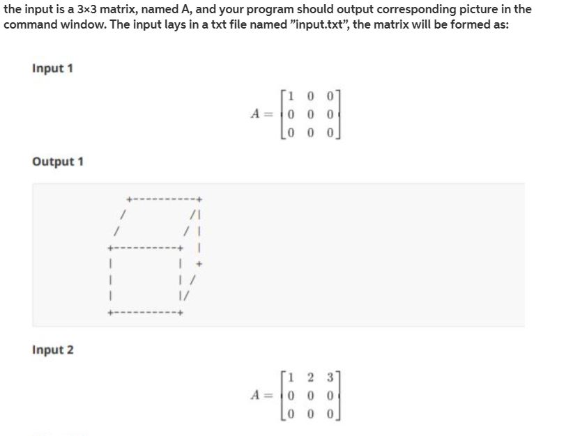 the input is a 3x3 matrix, named A, and your program | Chegg.com