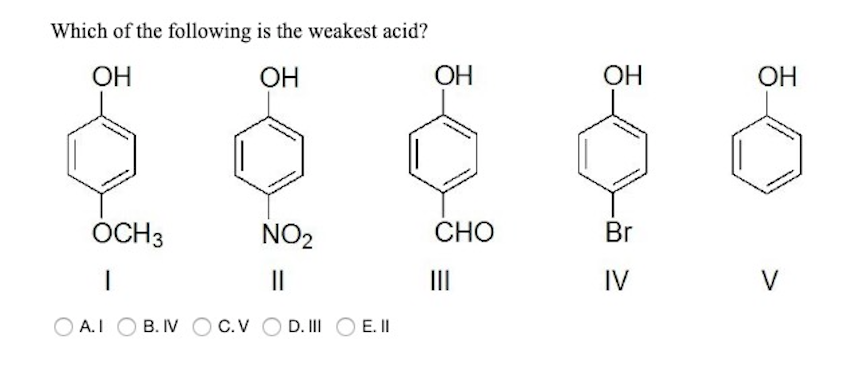 Solved Which Of The Following Is The Weakest Acid? Он Он Он | Chegg.com Solved Which Of The Following Is The Weakest Acid? Он Он Он | Chegg.com