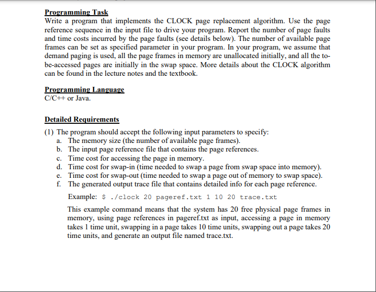 Programming Task Write a program that implements the | Chegg.com