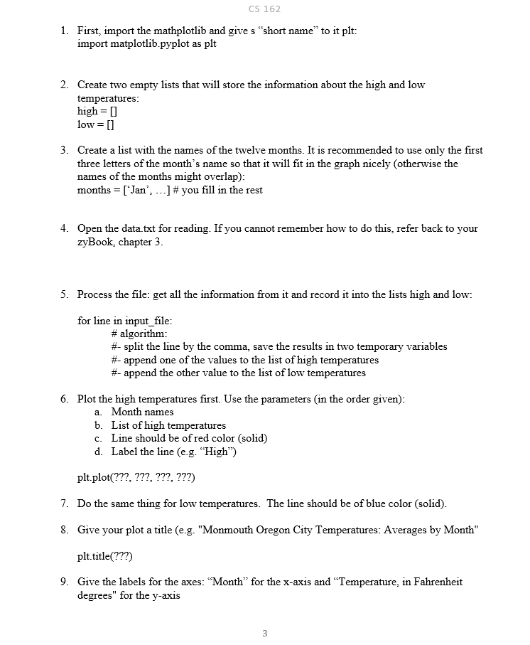 Solved PYTHON CS162 Plotting Lab: Write a program to plot | Chegg.com