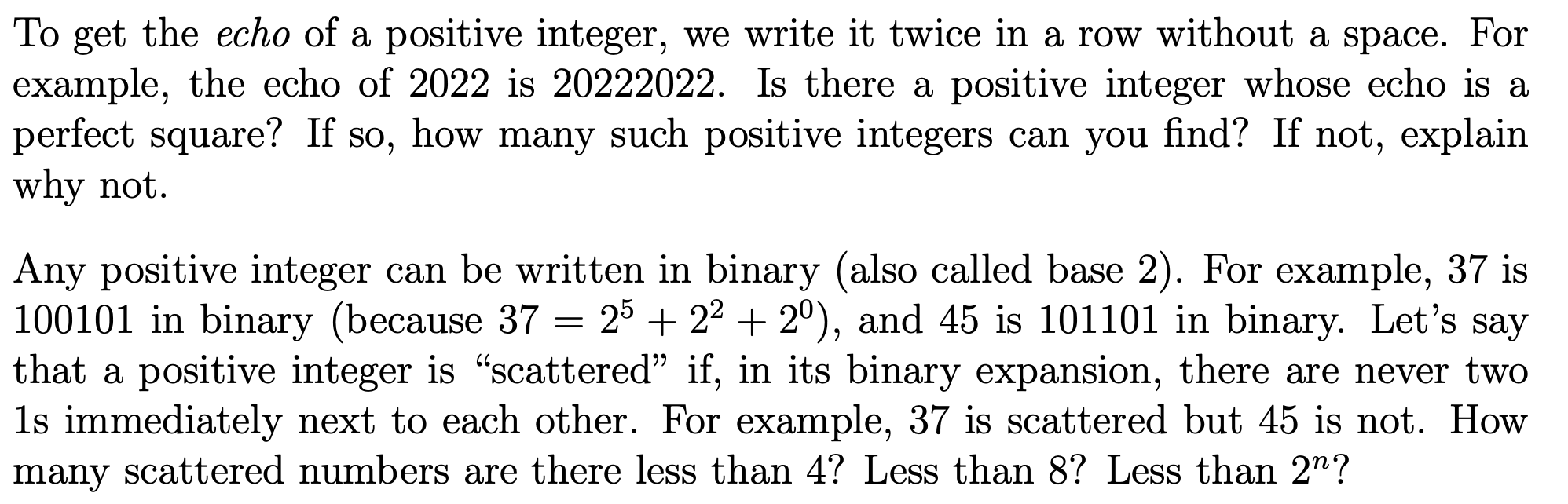 Solved To get the echo of a positive integer, we write it | Chegg.com