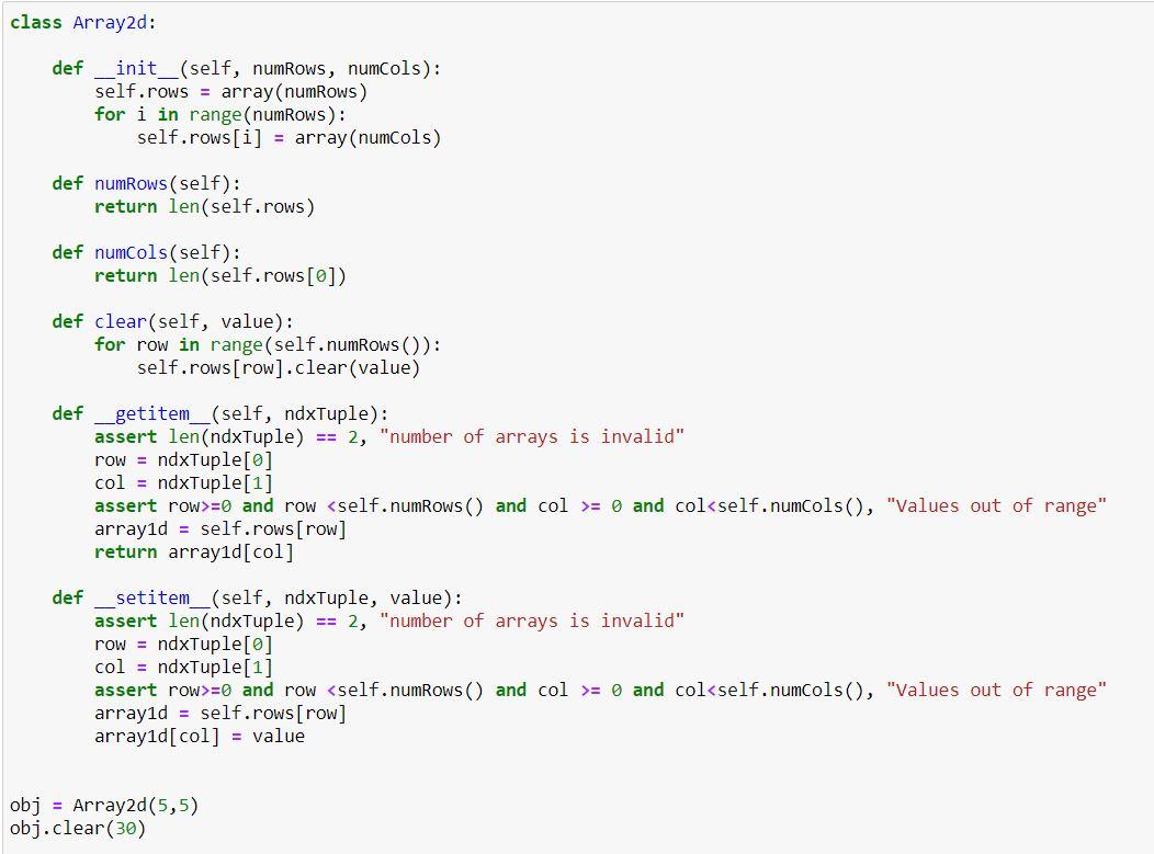 Solved class Array2d: def _init__(self, numrows, numcols): | Chegg.com