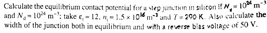 Calculate the equilibrium contact potential for a | Chegg.com