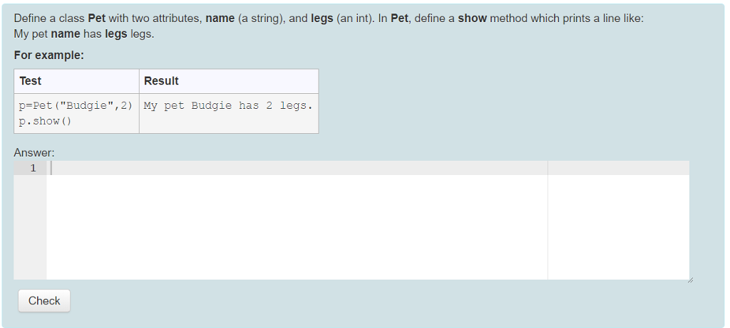 Solved Define a class Pet with two attributes, name (a | Chegg.com