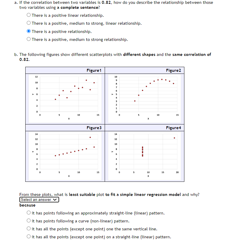 Solved a. If the correlation between two variables is 0.82, | Chegg.com