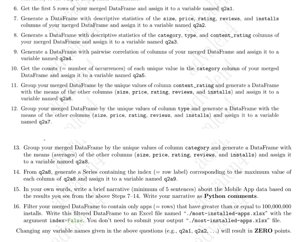 6. Get the first 5 rows of your merged DataFrame and | Chegg.com