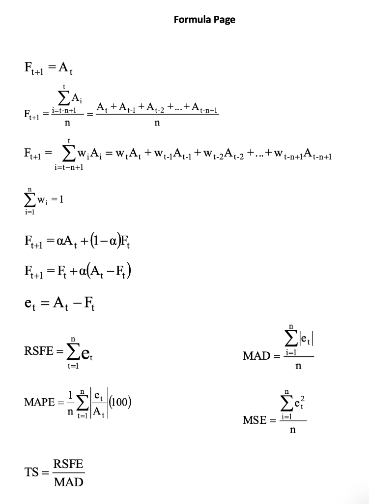 Solved Formula Page F-1 = A, ΣΑ Α, + A1 + A-2 +...+ A-n+1 - | Chegg.com