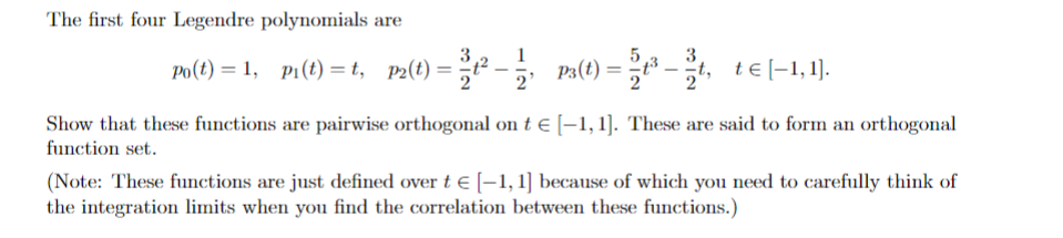 Solved The first four Legendre polynomials are | Chegg.com