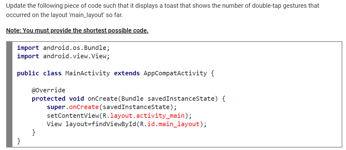 Solved Update the following piece of code such that it | Chegg.com