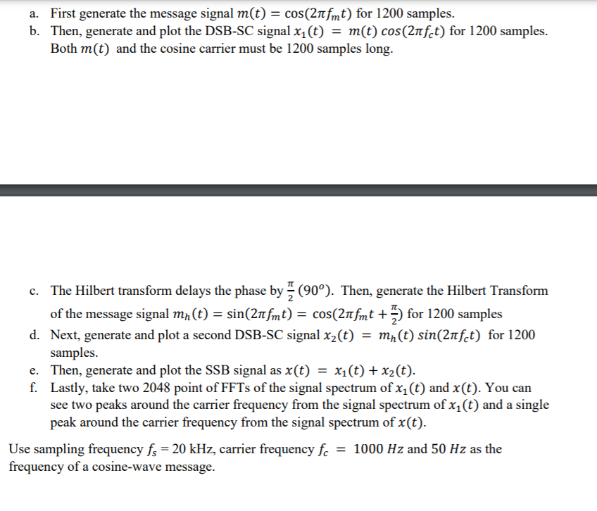 Solved For a typical speech signal of bandwidth 4 kHz, DSB | Chegg.com