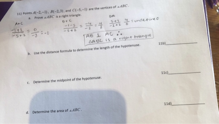 Solved 11) Points A(-2,-1), B(-2,3), And C(-5,-1) Are The | Chegg.com