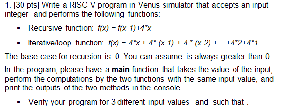 Solved please use RISC- V code and make sure it runs on | Chegg.com