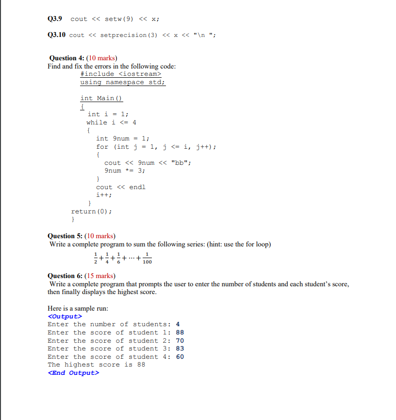 Solved Find and fix the errors in the following code: | Chegg.com