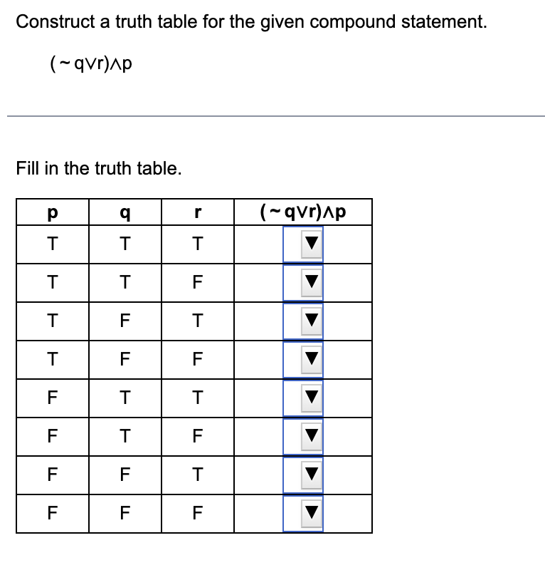 Solved Construct a truth table for the given compound | Chegg.com