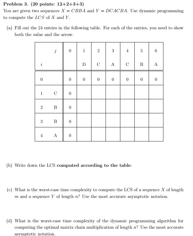 Solved Problem 3. (20 Points: 12+2+3+3) You Are Given Two | Chegg.com