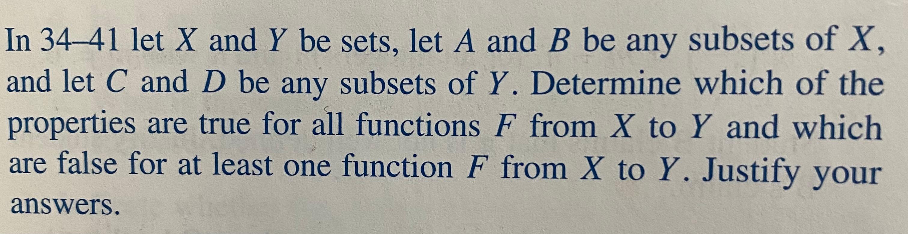 Solved In 34–41 Let X And Y Be Sets, Let A And B Be Any | Chegg.com