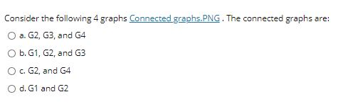 Solved Consider The Following 4 Graphs Connected Graphs.PNG. | Chegg.com