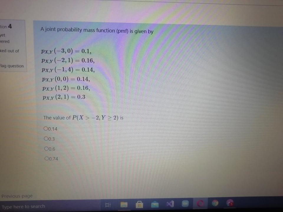 Solved tion 4 A joint probability mass function (pmf) is | Chegg.com