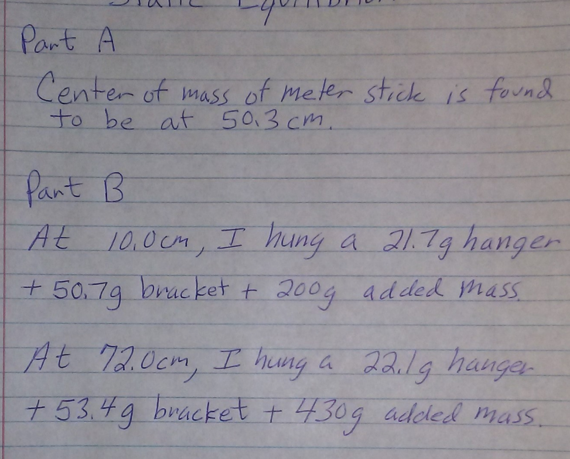 Solved Part B - Balancing two masses on the meter stick 3. | Chegg.com