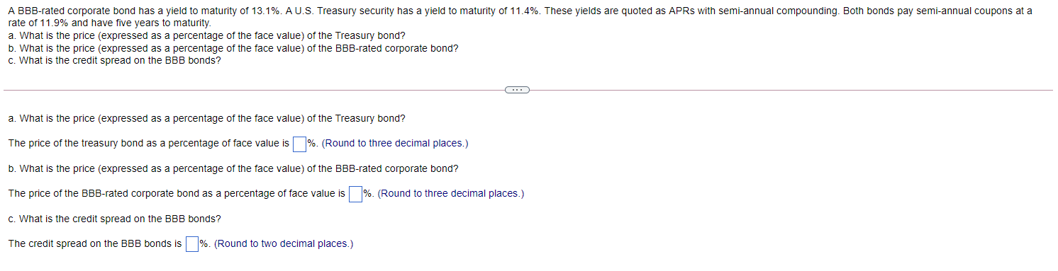 Solved A BBB-rated corporate bond has a yield to maturity | Chegg.com