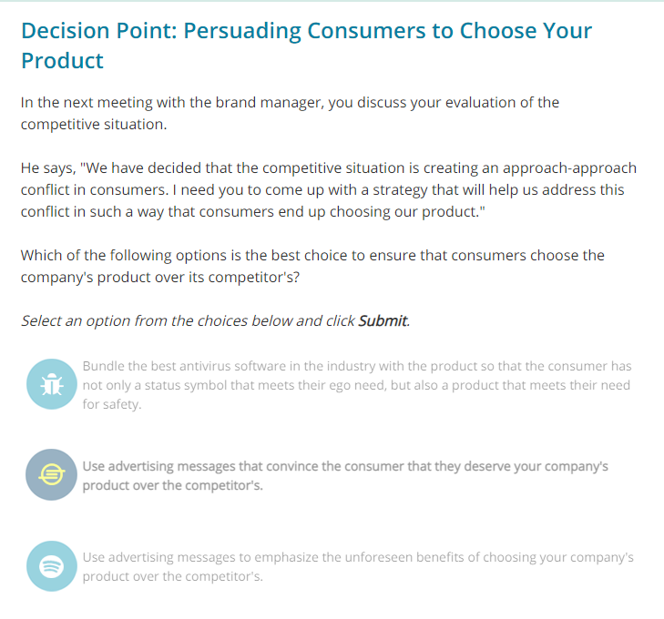 Solved Decision Point: Persuading Consumers to Choose Your | Chegg.com