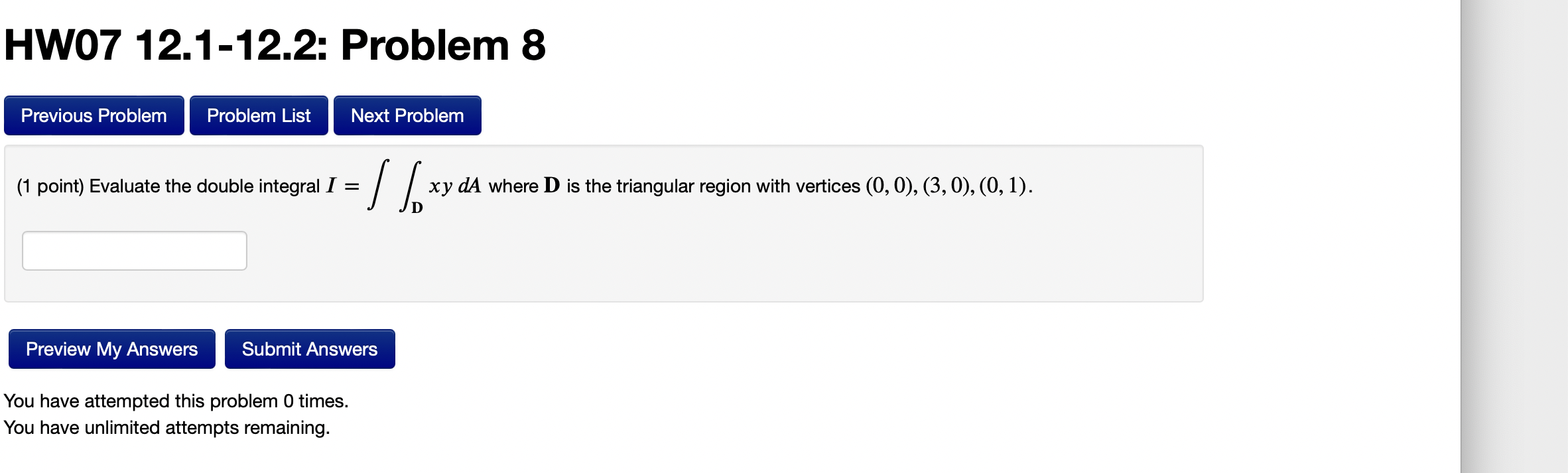 1 Point Evaluate The Double Integral I ∬dxyda Where