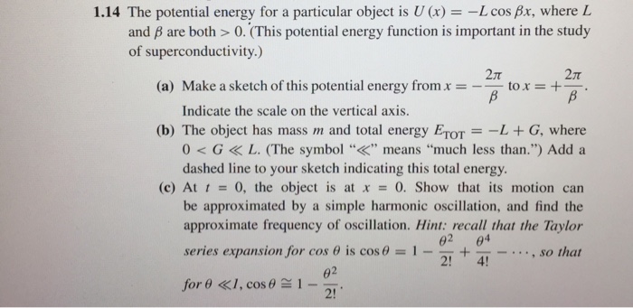 Solved 1.14 The potential energy for a particular object is | Chegg.com