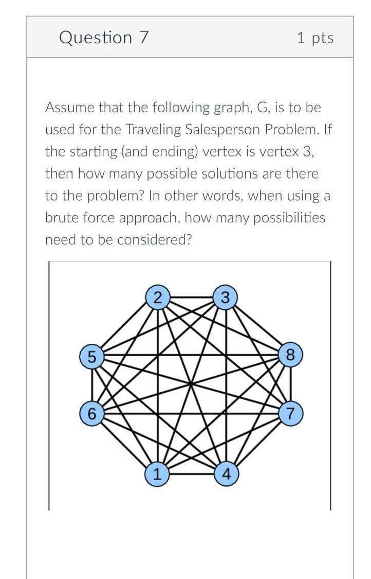 Solved Question 7 1 pts Assume that the following graph, G, | Chegg.com